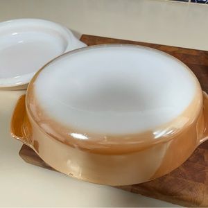 Anchor Hocking Fire King Peach Luster Casserole Dish With Lid